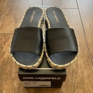 KARL LAGERFELD Niya leather espadrille slides 7 M